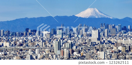 "Tokyo" Cityscape of Tokyo and Mt. Fuji, urban landscape 123262511