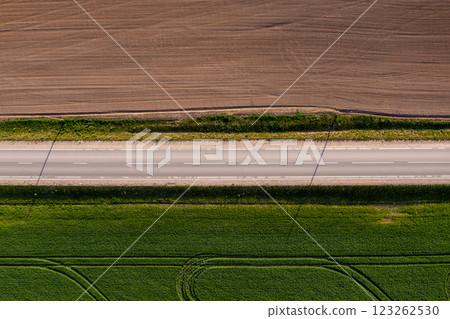 Aerial View of Road in Field 123262530