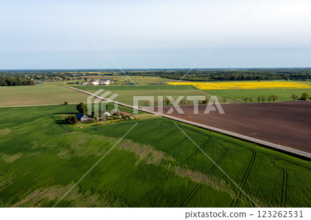 Aerial View of Farm and Fields 123262531