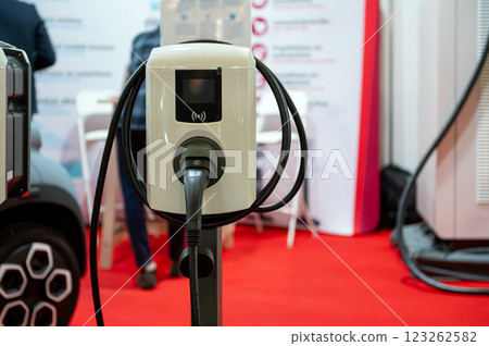 EV car charging station, eco friendly technology, close-up 123262582