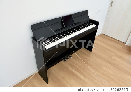 Digital piano and tablet "side angle" 123262865