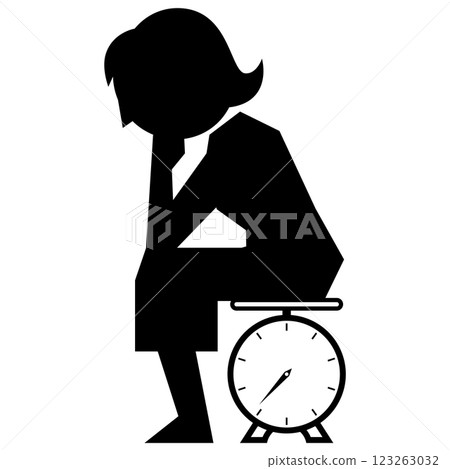 Woman thinking with weight scale Woman thinking with weight scale 123263032