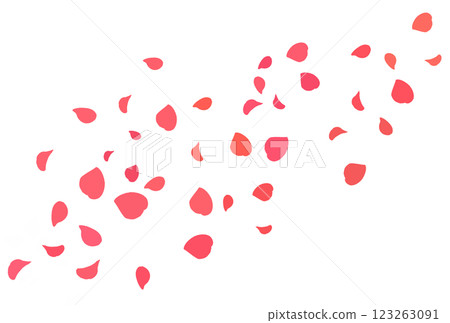 風中飛舞的玫瑰花瓣插圖素材 - 紅色 123263091