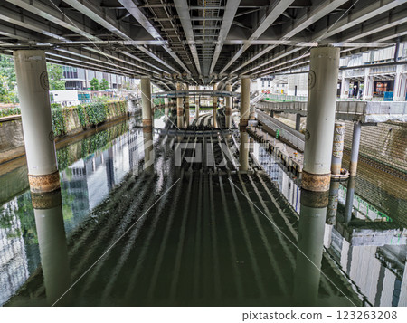 Metropolitan Expressway passing over Nihonbashi River Metropolitan Expressway passing over Nihonbashi River 123263208