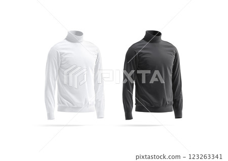 Blank black and white turtleneck sweater mockup, side view Blank black and white turtleneck sweater mockup, side view 123263341