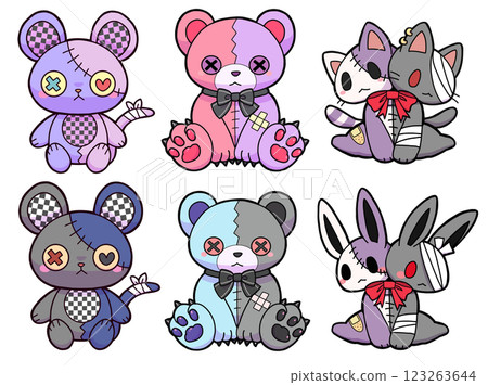 Creepy cute stuffed animal set 123263644