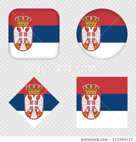 Serbia Flag Icons Pack. Vector illustration. Serbia Flag Icons Pack. Vector illustration. 123264137