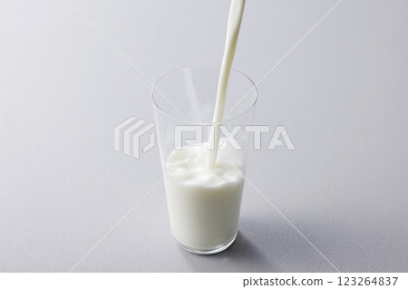 Milk poured into a glass 123264837