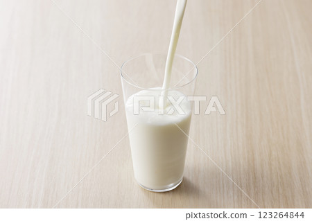 Milk poured into a glass Milk poured into a glass 123264844
