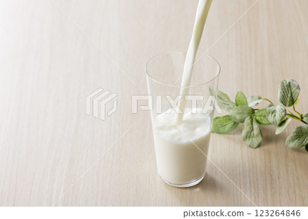 Milk poured into a glass Milk poured into a glass 123264846