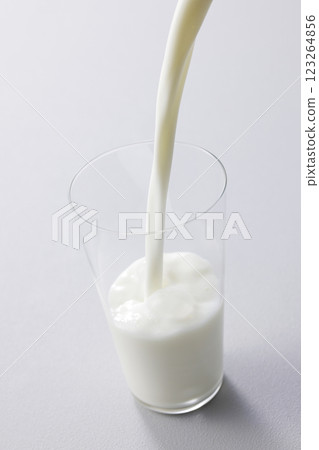 Milk poured into a glass 123264856