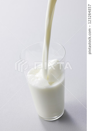 Milk poured into a glass 123264857