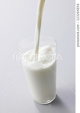 Milk poured into a glass 123264858