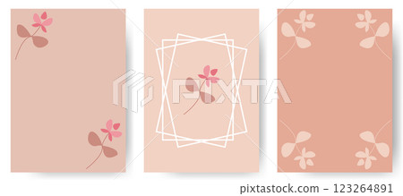 Frame posters decorated with elegant floral design. Trendy minimalist vector backgrounds. 123264891
