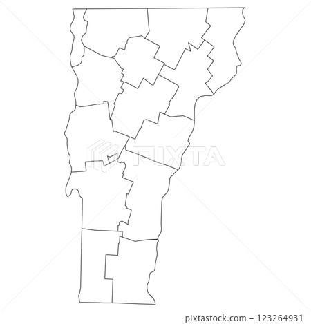 Vermont, VT - detailed political map of US state. Administrative map divided into counties. Thin blank black outline map. Vector illustration 123264931