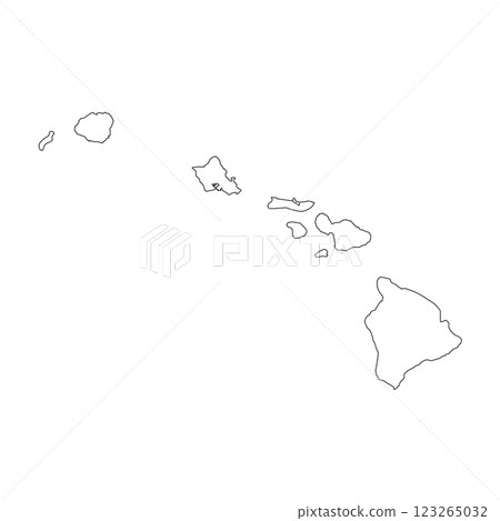 Hawaii, HI - detailed political map of US state. Administrative map divided into counties. Thin blank black outline map. Vector illustration 123265032