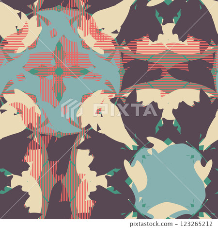 Hand drawn summer floral background. Botanical seamless pattern made of abstract flowers. Sketch drawing. Vintage style. Good for bedding, textile Hand drawn summer floral background. Botanical seamless pattern made of abstract flowers. Sketch drawing. Vintage style. Good for bedding, textile 123265212