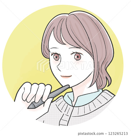 拿著筆的女人的圖標 123265213