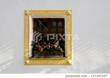 Window of a historical house, Holasovice, Czechia Window of a historical house, Holasovice, Czechia 123265347