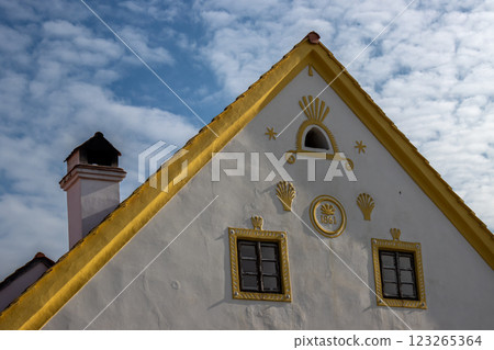 Detail of a house, Holasovice, Czechia Detail of a house, Holasovice, Czechia 123265364