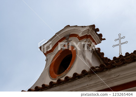 Detail of buildings in the church area, Kajov, Czechia Detail of buildings in the church area, Kajov, Czechia 123265404