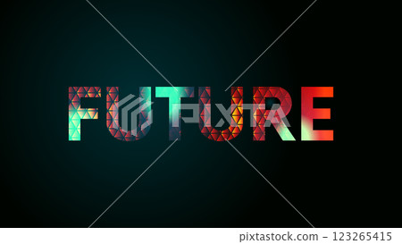 Future text. Presentation splash slide with bold word FUTURE. Future headline retro futurism style. Technology vintage tech noir vector text. Poster, banner or slide. Future text. Presentation splash slide with bold word FUTURE. Future headline retro futurism style. Technology vintage tech noir vector text. Poster, banner or slide. 123265415