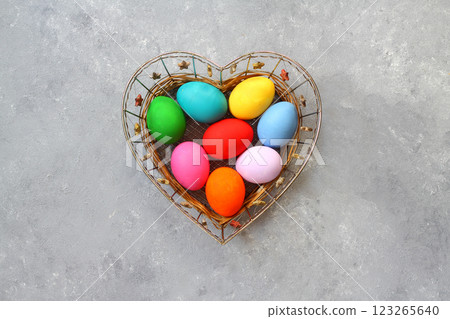 colorful easter eggs isolated on stone background. colorful easter eggs isolated on stone background. 123265640