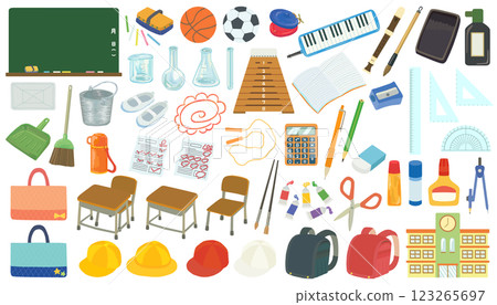 Elementary school illustration material set vector material 123265697