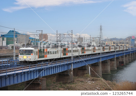 Tokaido Line Hiratsuka-Chigasaki JR East 185 series A3 train (Omiya) out of service 123265744