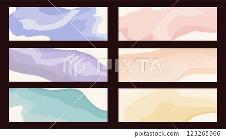 horizontal backgrounds in pastel colors with wavy smooth lines. Vector template for graphic design. horizontal backgrounds in pastel colors with wavy smooth lines. Vector template for graphic design. 123265966