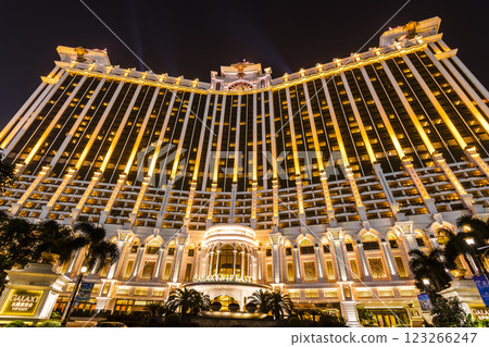 Beautiful night view of Galaxy Entertainment Group a hotel casino resort on the Cotai Strip in Macau, China. 123266247