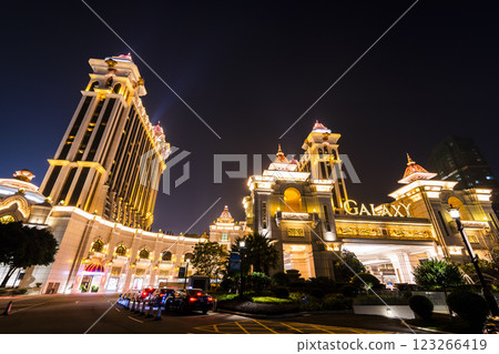 Beautiful night view of Galaxy Entertainment Group a hotel casino resort on the Cotai Strip in Macau, China. 123266419
