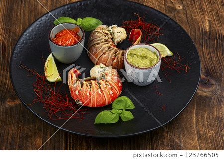 Preparing lobster tails. Preparing lobster tails. 123266505