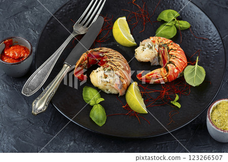 Boiled lobster tails, seafood. Boiled lobster tails, seafood. 123266507