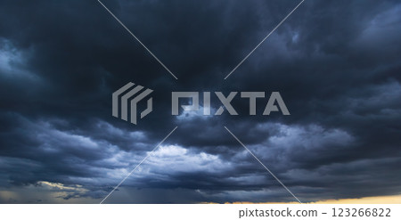 Bad or moody weather sky and environment. climate change. carbon dioxide emissions, greenhouse effect, global warming.The dark sky with heavy clouds converging and a violent storm before the rain. Bad or moody weather sky and environment. climate change. carbon dioxide emissions, greenhouse effect, global warming.The dark sky with heavy clouds converging and a violent storm before the rain. 123266822