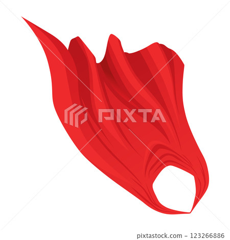 Superhero red cape in front view. Scarlet fabric silk cloak. Mantle costume or cover cartoon vector illustration 123266886