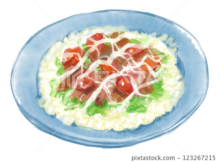 佐賀的靈魂食物－美味的西西里米的水彩畫 123267215