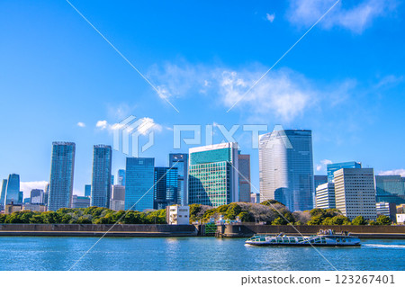New view of Tokyo cityscape in Japan. View of Shiodome buildings and Emeraldas. 123267401