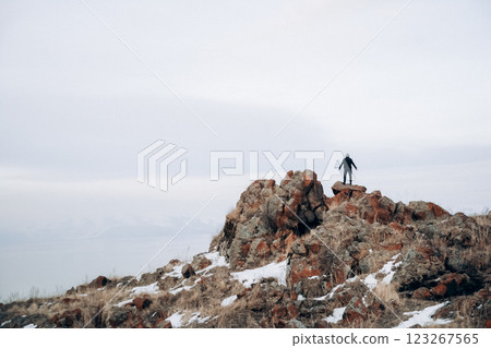 mountain, rock, sea 123267565