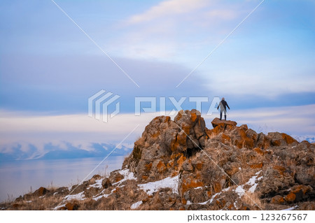 mountain, rock, sea 123267567