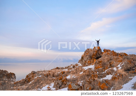 mountain, rock, sea 123267569