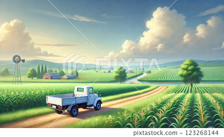 卡車和日落景觀 123268144