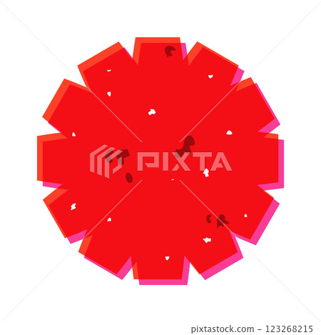 Round floral shape risograph element 123268215