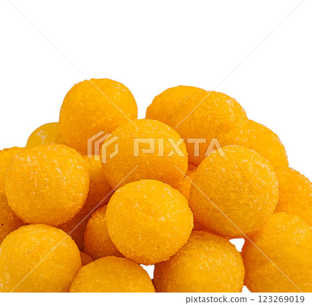Colorful cheese balls stacked on a plate at a party Colorful cheese balls stacked on a plate at a party 123269019