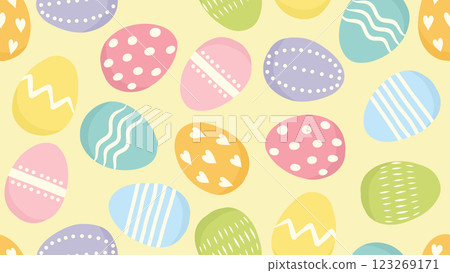 Seamless pattern of colorful Easter eggs in spring colors 123269171