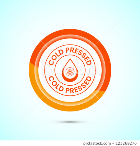 Cold pressed icon design illustration. Cold pressed label badge logo design template, Button design 123269276