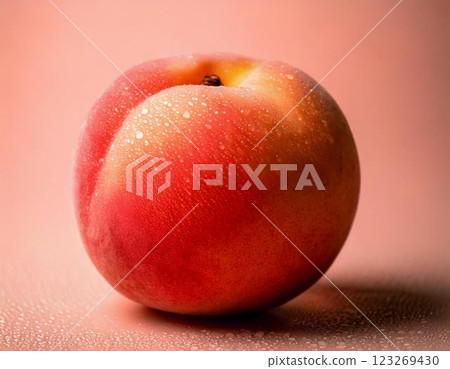 Peach with water droplets (AI-generated image) Peach with water droplets (AI-generated image) 123269430