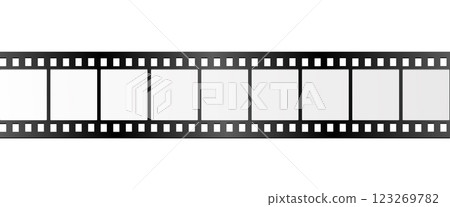 Blank Film Strip Frame Isolated on White Background, Realistic Vintage Movie Reel Border Template for Photo or Video Editing, Cinematic Retro Design Element for Film Industry and Media 123269782