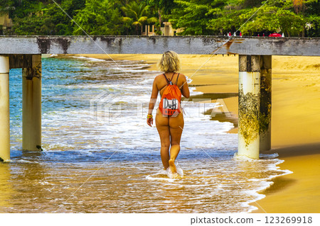 Sexy brazilian woman Ilha Grande Praia de Palmas beach Brazil. 123269918