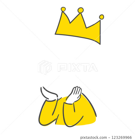 Illustration of a crown-wearing pose with a face cutout 123269966